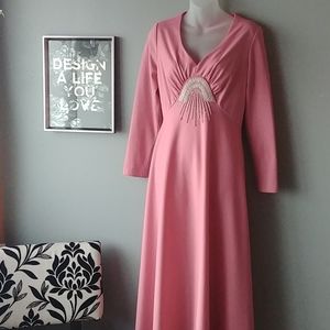 Vintage Missy House Dress With Beaded Embellishment